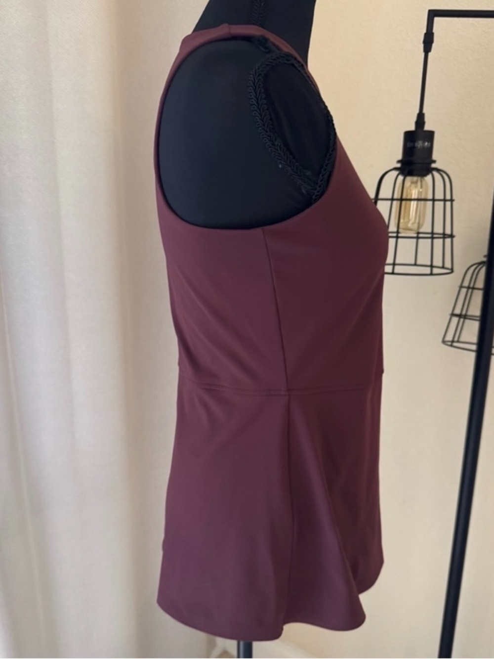 Spanx Brown Peplum Tank Top Small Stretch Athleisure Activewear - Picture 4 of 7